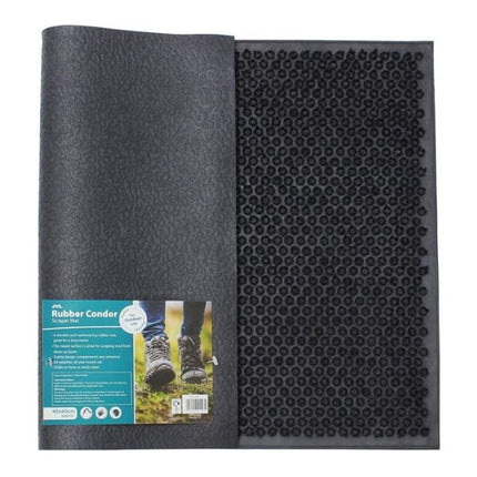 JVL Black Rubber Condor Astro Turf Effect Doormat 40x60cm at Napev GH