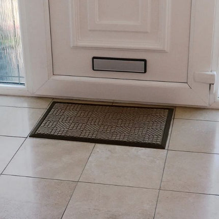 JVL Firth Tile Rubber Backed Door Mat, 40x70cm, Brown at Napev GH