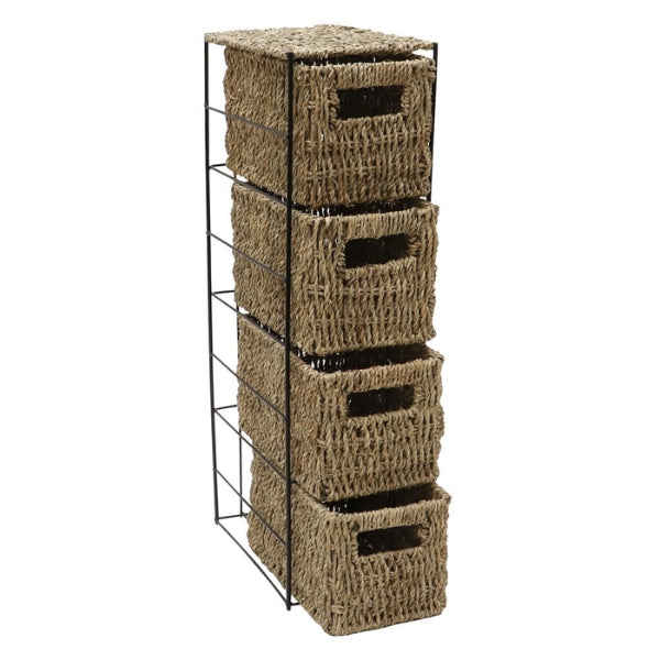 JVL Seagrass 4 Drawer Storage Tower at Napev GH