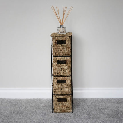 JVL Seagrass 4 Drawer Storage Tower at Napev GH