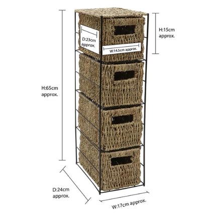 JVL Seagrass 4 Drawer Storage Tower at Napev GH