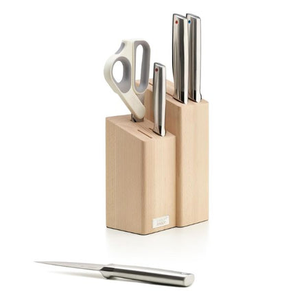 JosephJoseph Elevate Fusion 5-piece Knife & Scissor Set with Beechwood Block at Napev GH