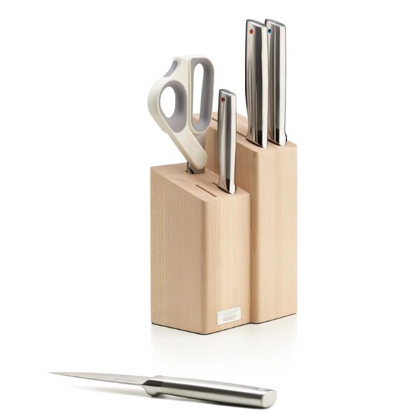 JosephJoseph Elevate Fusion 5-piece Knife & Scissor Set with Beechwood Block at Napev GH