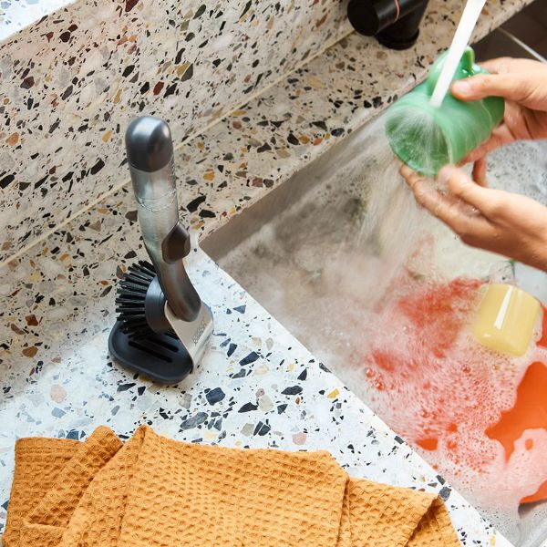 JosephJoseph SinkTech Soap Dispensing Washing Up Brush with Steel Stand at Napev GH