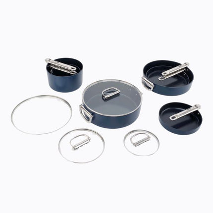 JosephJoseph Space Folding Handle Ceramic Non-stick 6-piece Blue Cookware Set at Napev GH