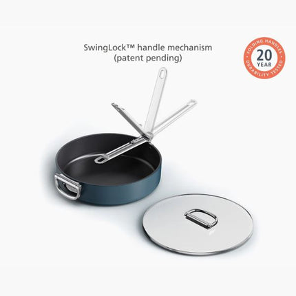 JosephJoseph Space Folding Handle Ceramic Non-stick 6-piece Blue Cookware Set at Napev GH