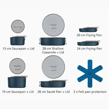 JosephJoseph Space Folding Handle Ceramic Non-stick 6-piece Blue Cookware Set at Napev GH