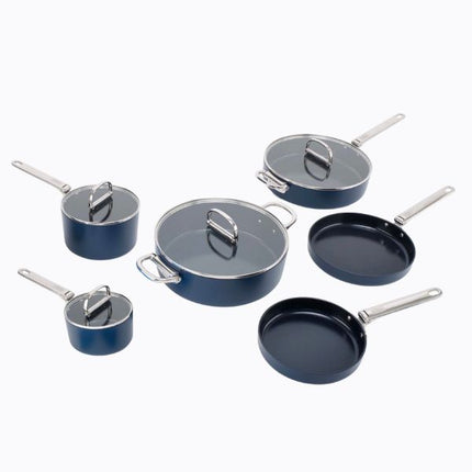 JosephJoseph Space Folding Handle Ceramic Non-stick 6-piece Blue Cookware Set at Napev GH
