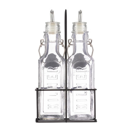 Kilner Set Of 2 Oil Bottles & Metal Rack 0.3L at Napev GH
