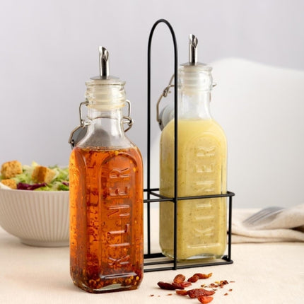 Kilner Set Of 2 Oil Bottles & Metal Rack 0.3L at Napev GH