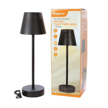 Kingavon Black Rechargeable Dimmer Touch Table Lamp at Napev GH
