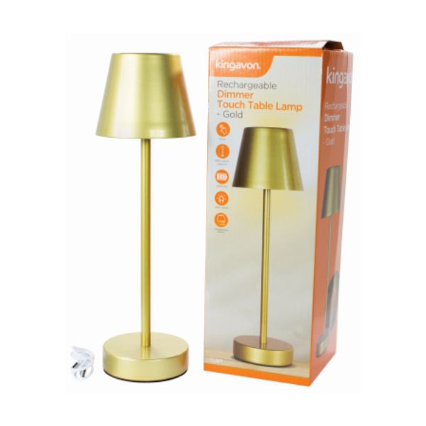 Kingavon Rechargeable Dimmer Touch Table Lamp - Gold at Napev GH