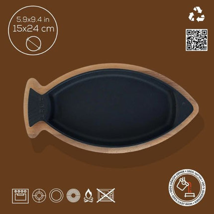 Lava Fish Plate And Wooden Platter - Fish Shaped at Napev GH