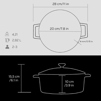 Lava Round Casserole - Dia.(Ø)20CM at Napev GH