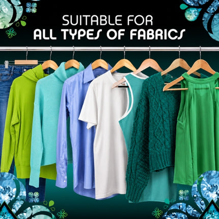 Rail of colourful clothing showing that Lenor Unstoppables scent booster beads are suitable for all fabric types.