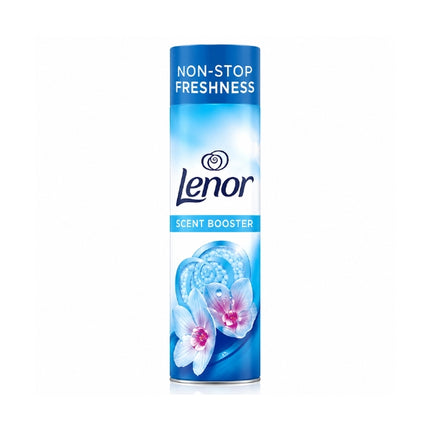 Lenor Spring Awakening 320g in-wash scent booster beads in blue packaging decorated with blue and purple flowers.