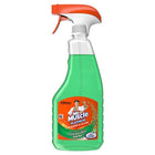 Mr Muscle Platinum Window Spray 500ml with green cleaning solution and trigger spray bottle for streak-free glass and window cleaning.