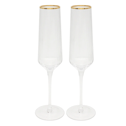 Lesser & Pavey Elegance Champagne Flute | Pack 2 / Gold Rim at Napev GH
