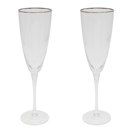 Lesser & Pavey Elegance Champagne Glass | Pack 2 / silver rim