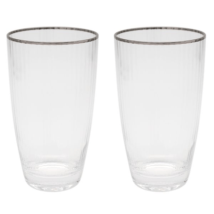 Lesser & Pavey Elegance Hiball Glass | Pack 2 / Silver Rim at Napev GH