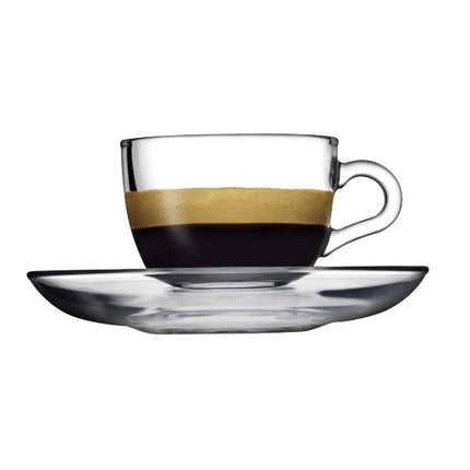 Pasabahce Basic Espresso Cup & Saucer 85ml | Pack of 6 at Napev GH