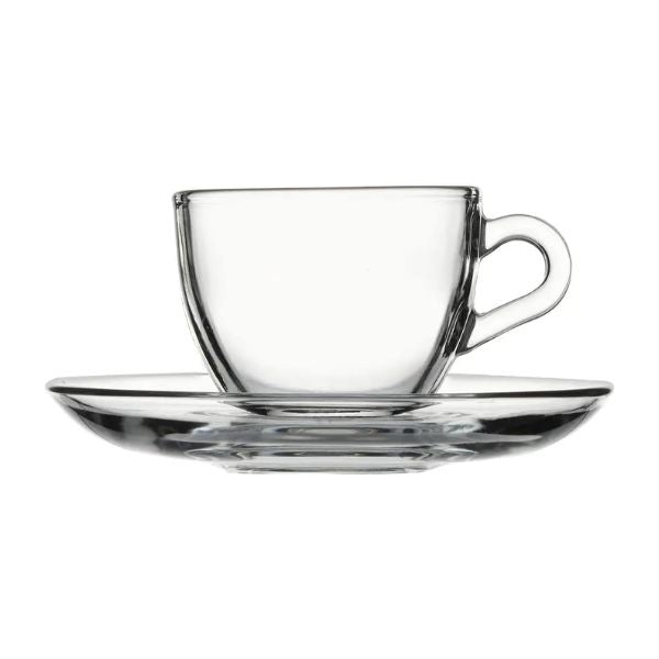 Pasabahce Basic Espresso Cup & Saucer 85ml | Pack of 6 at Napev GH