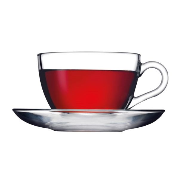 Pasabahce Basic Tea Cup & Saucer 238ml | Pack of 6 at Napev GH