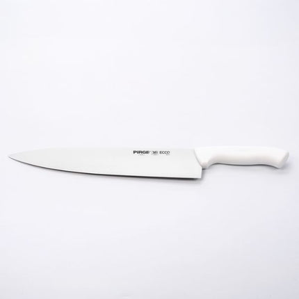 White chef's knife with 'Pirge Ecco' branding on a white background