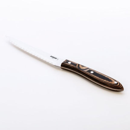 Knife with a wooden handle on a white background