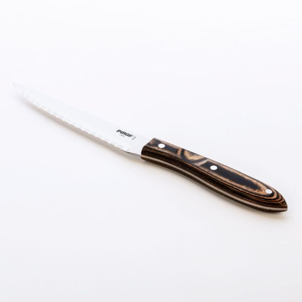 Knife with a wooden handle on a white background