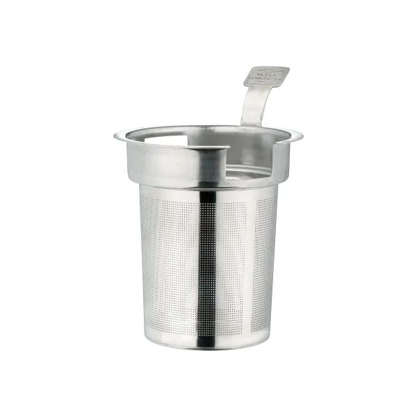 A stainless steel mesh infuser basket with a fold-over handle, shown on a plain white background.