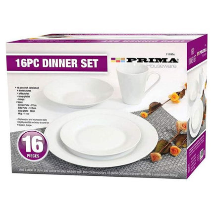 Prima Houseware Dinner Set White Colour 16 Piece at Napev GH