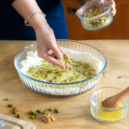 Pyrex Bake & Enjoy High Resistance Glass Fluted Flan Dish, 26cm at Napev GH