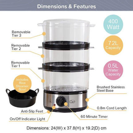 Quest 3-Tier Electric Food Steamer 35220. at Napev GH