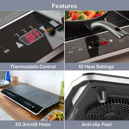 Quest Digital Double Induction Hob & Hot Plate 35840 at Napev GH
