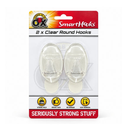 Rapide Strong as an Ox pack of two clear suction hooks with a 2kg hold, clean removal and no fixings required.