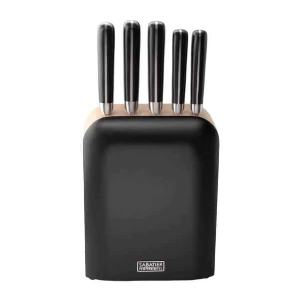 Sabatier Professional Five Piece Upright Knife Block - Black at Napev GH