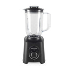 A Salter countertop blender with a matte black base, clear plastic jar, and black lid, shown against a plain white background.
