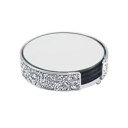 Silver Mirror Glass Drinks Coasters 10cm | Set of 4 at Napev GH