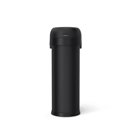 Simplehuman 50L Slim Open Bullet Bin in matte black with tall slim profile for commercial and office waste disposal.