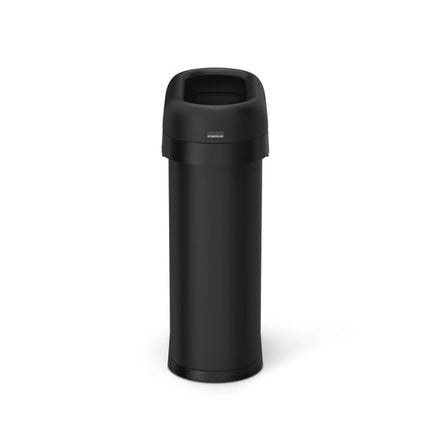 Simplehuman 50L Slim Open Bullet Bin in matte black with wide open-top waste disposal opening.