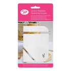 Front view of a packaged Tala 12.5 cm stainless steel icing scraper with a rounded corner