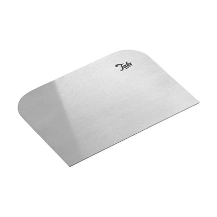 Tala 12.5 cm stainless steel icing scraper with curved top corners and a straight smoothing edge
