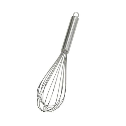 Metal whisk on a white background