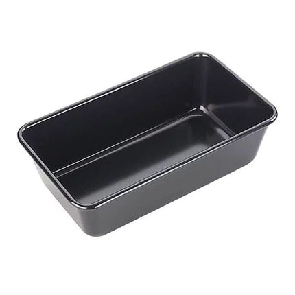 Black rectangular baking pan on a white background