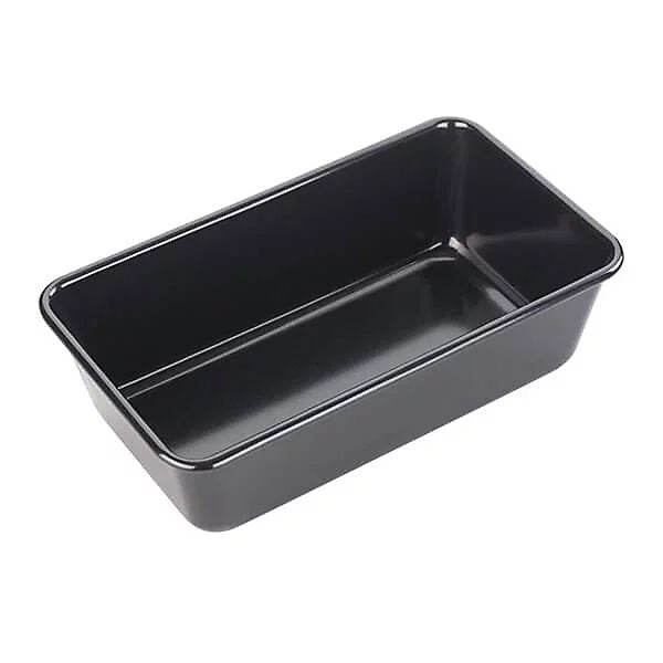 Black rectangular baking pan on a white background