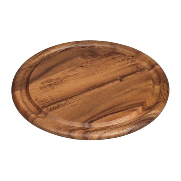 Tala Round Board w Groove in Lacquered Acacia - 309x309x15mm at Napev GH