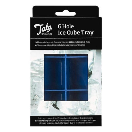Packaged Tala blue silicone six-hole ice cube tray for making large 5 cm ice cubes