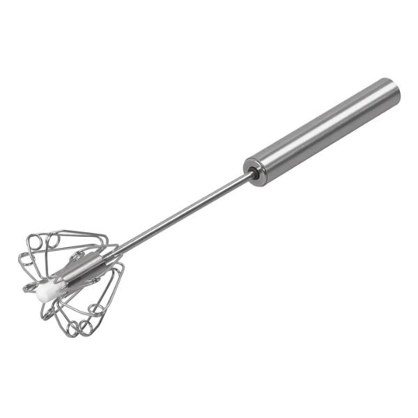 Metal whisk on a white background