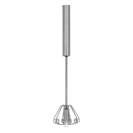 A stainless steel spring action whisk